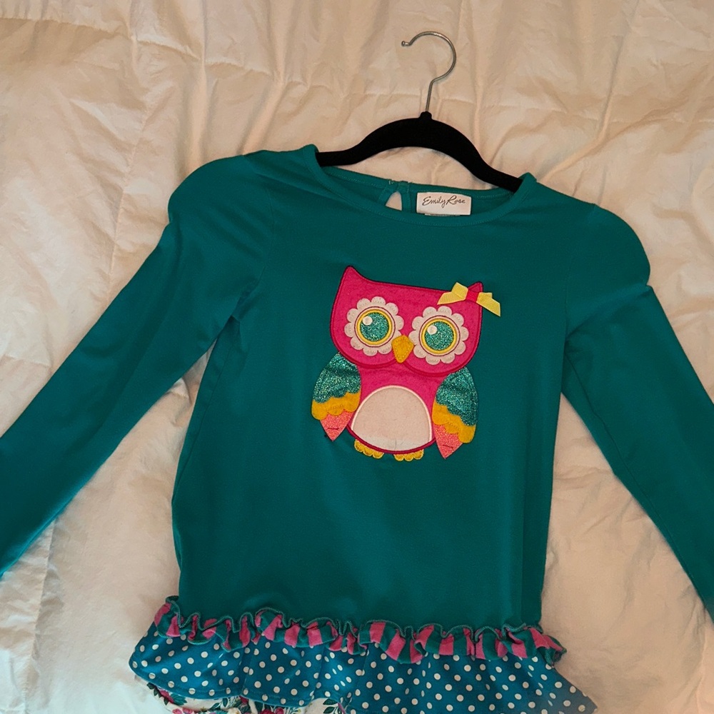 Emily Rose Teal Owl Long Sleeve Shirt